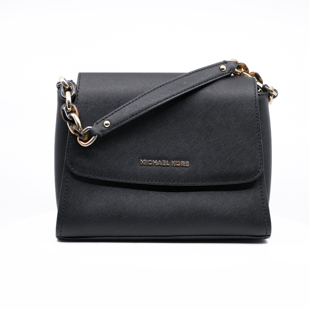 MICHAEL KORS Portia East West Small Saffiano Leather Satchel in Black - Picture 7 of 12